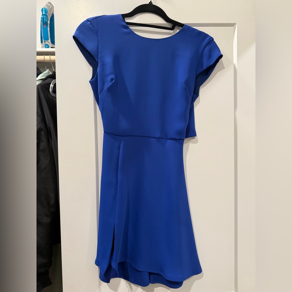 Babaton Cobalt Blue Cap-Sleeve Mini Dress